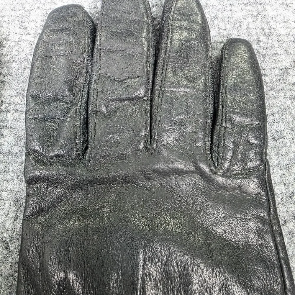 Fownes Gloves Womens 8 Black Leather Lined Insulated Winter Dress Wrist Classic
